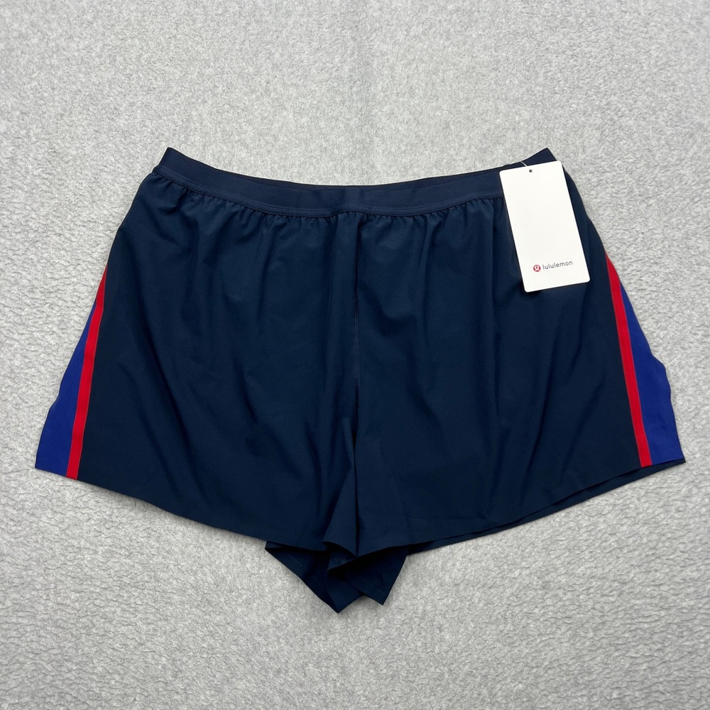 NEW Lululemon High-Rise Split Short 3" Womens XL Navy Stripe Brief Lined W7DQ8S